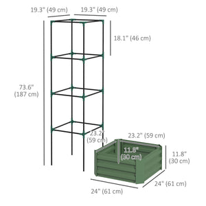 Galvanized Planter Box, Outdoor Raised Garden Bed with 3-Tier Trellis Tomato Cage for Climbing Vines – view 23