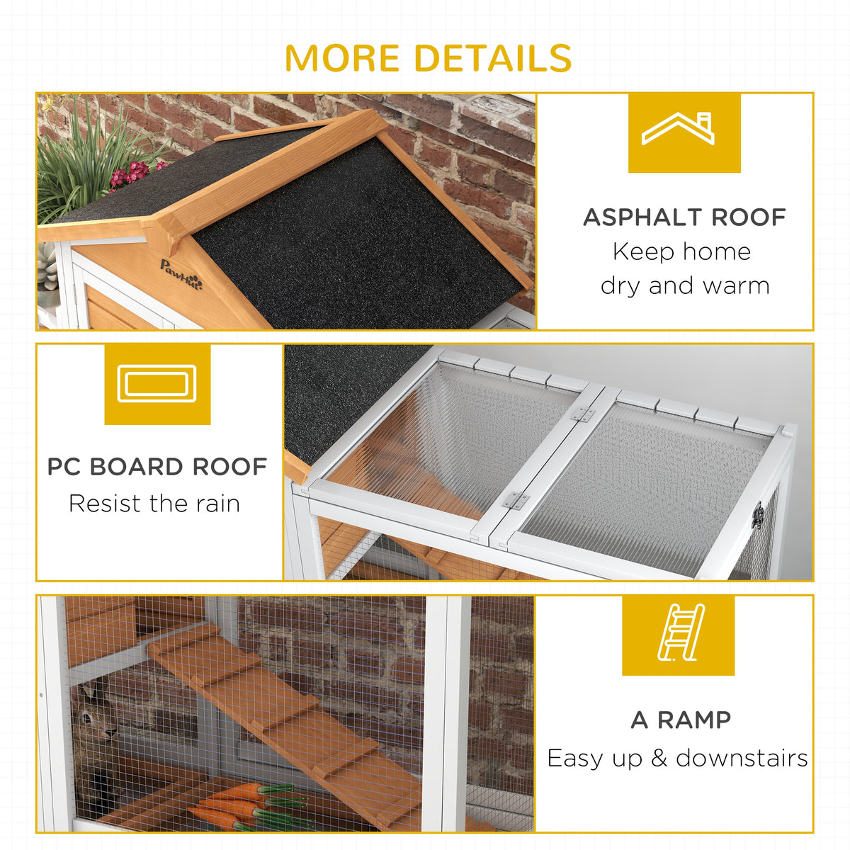 65" Wooden Rabbit Hutch, Pet Playpen with Openable Roof, Storage Box, for Rabbits and Small Animals – view 20