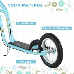 Aosom Dual Brakes Kick Scooter 12-Inch Inflatable Front Wheel Ride On Toy for Age 5+