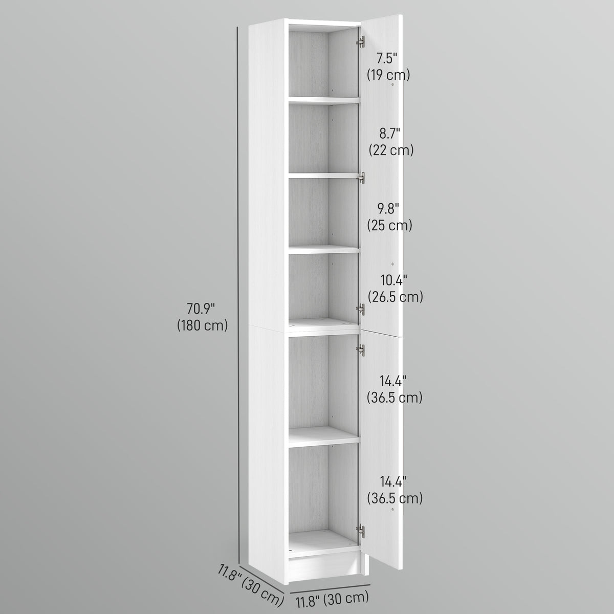 Freestanding Tall Bathroom Storage Cabinet with Adjustable Shelves, Bathroom Organizer, Black Wood Grain