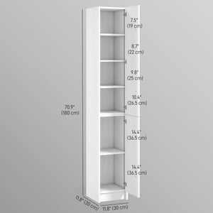 Freestanding Tall Bathroom Storage Cabinet with Adjustable Shelves, Bathroom Organizer, Black Wood Grain