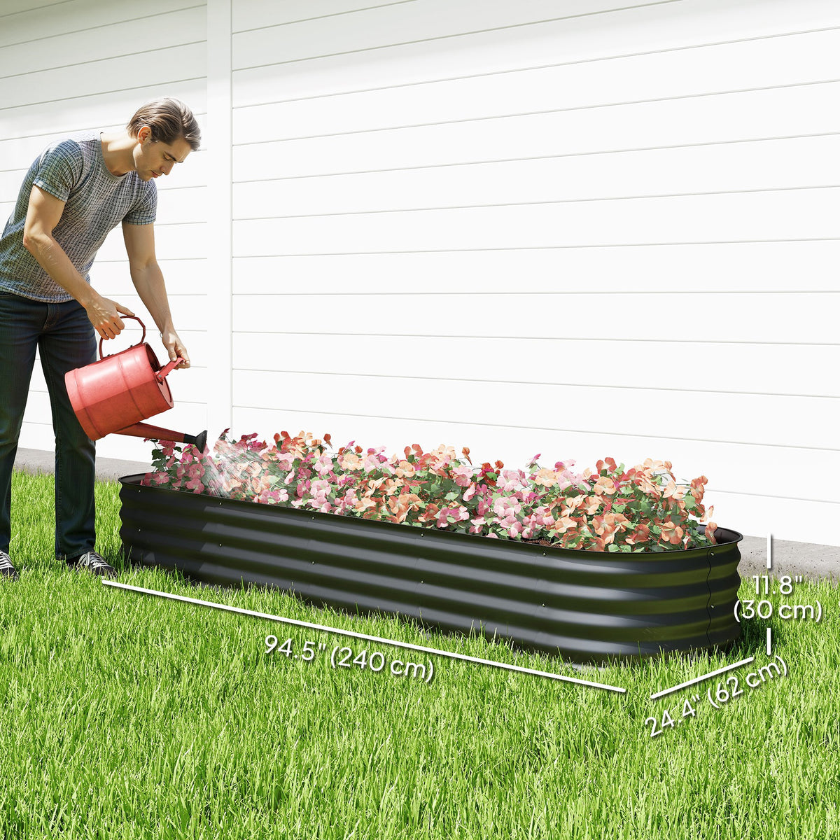 4.9 x 2 x 1ft Galvanized Raised Garden Bed Kit, Metal Planter Box with Safety Edging, Black – view 37