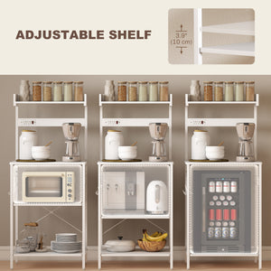Kitchen Baker's Rack with Power Outlet, Coffee Bar Station with Adjustable Shelves and Hooks – view 46