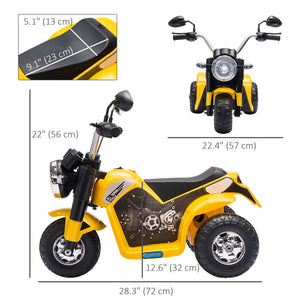 Aosom Kids Electric Motorcycle 6V Battery Powered Ride-On Dirt Bike 3-Wheels Motorbike with Horn Headlights Realistic Sounds 1.24mph Speed for Girls Boy 18 - 36 Months