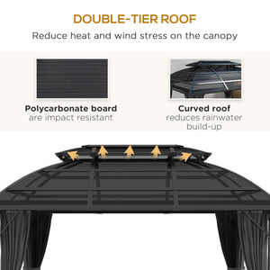 13' x 10' Patio Gazebo, Double Roof Outdoor Gazebo Canopy Shelter with Curtains and Aluminium Frame for Garden, Black
