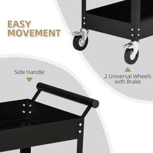 Rolling Tool Cart, 2 Tier Mobile Service Utility Cart with Wheels, Black – view 4