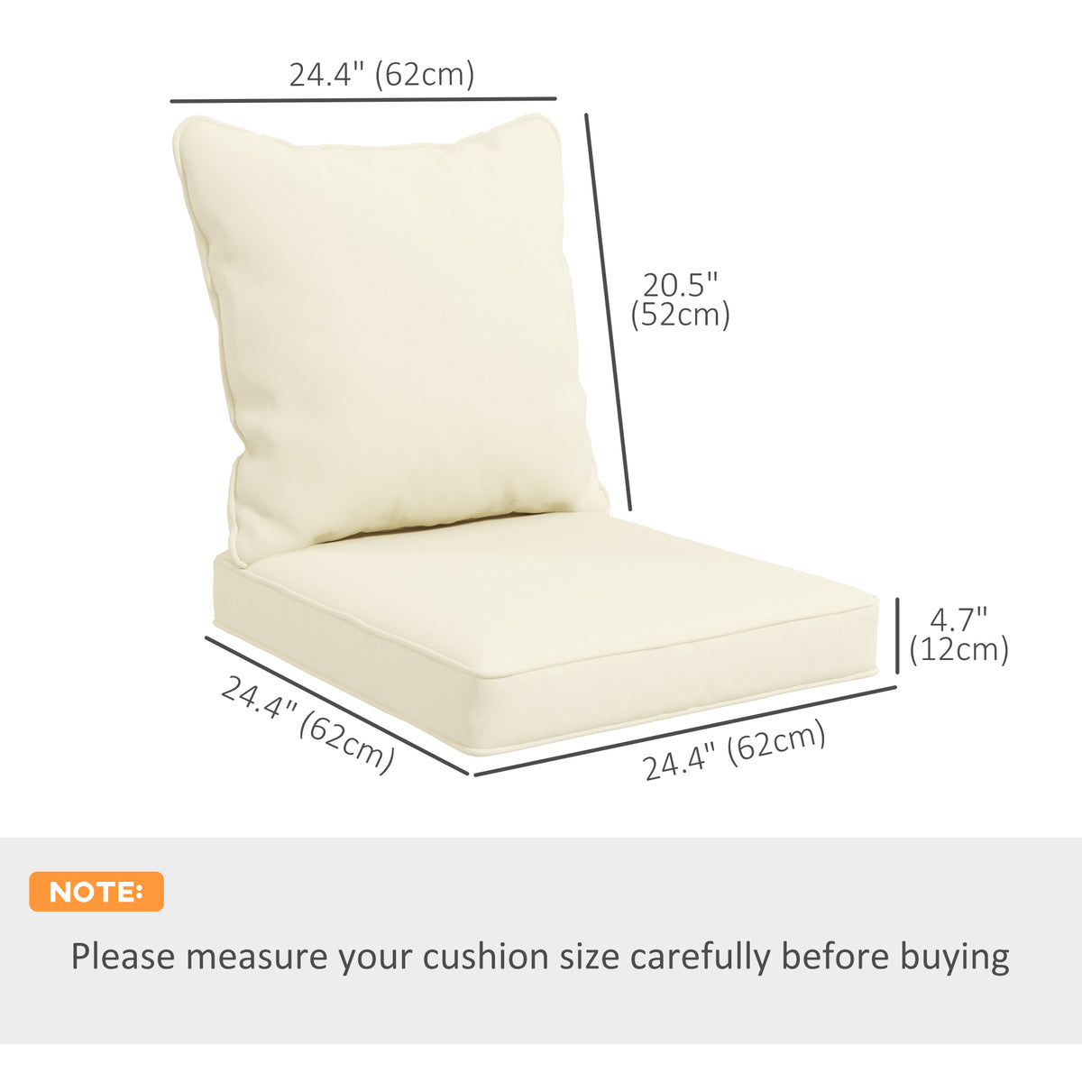 Seat Cushion Back Pillows Replacement Set of 2, Patio Chair Cushions Set for Indoor Outdoor, Blue – view 9