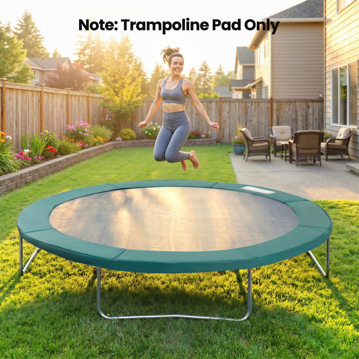 Soozier Trampoline Pad, 14FT Replacement Trampoline Safety Pad Mat Spring Cover, Water-Resistant, UV-Resistant, Tear-Resistant, No Holes for Pole