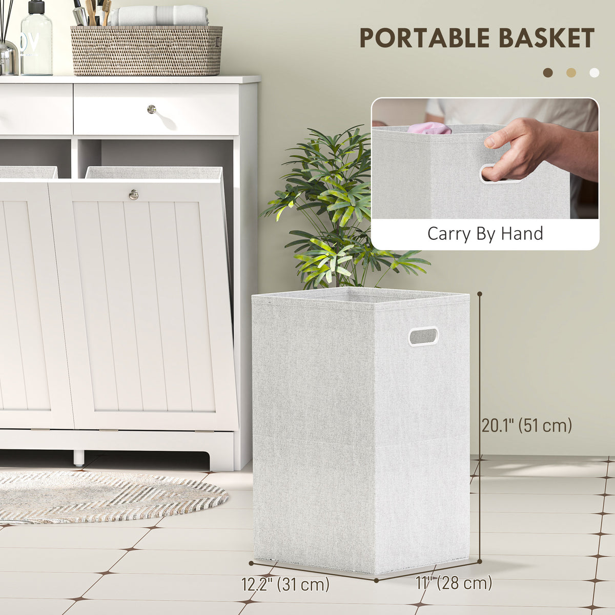 Laundry Cabinet, Tilt Out Laundry Hamper Cabinet with 2 Baskets, Bathroom Hamper Cabinet with 2 Drawers – view 11