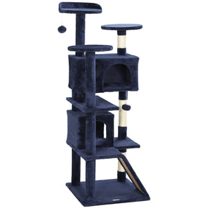 54" Cat Tree, Multi-Level Cat Tower with Scratching Posts, Cat Condos, Bed, Platforms, Ramp, Toy Ball, Beige – view 15