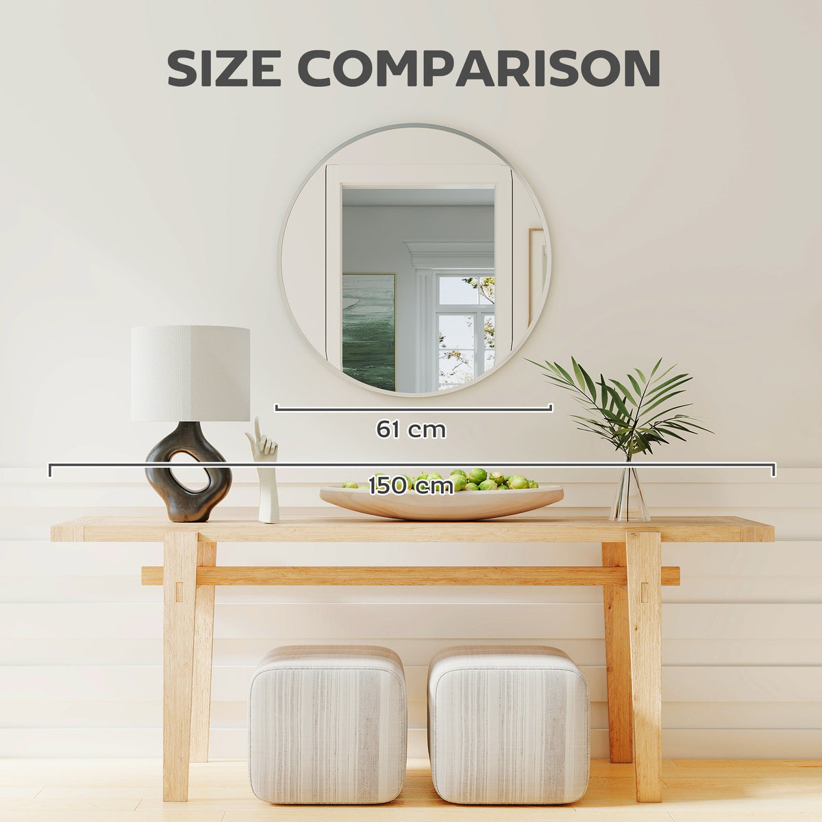 24" Decorative Wall Mirror for Bedroom Living Room, Modern Round Bathroom Mirror for Home Decor, Black – view 13