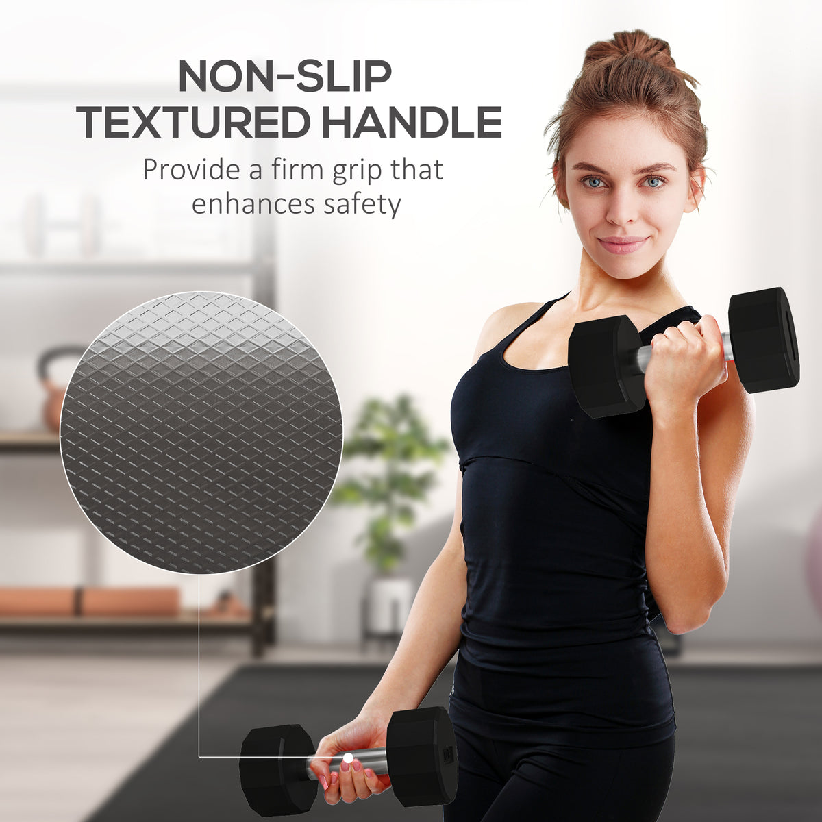 Soozier 2 x 10lbs Dumbbells Set with Non-Slip Grip, Rubber Covered Weights for Men Women Home Gym Workout