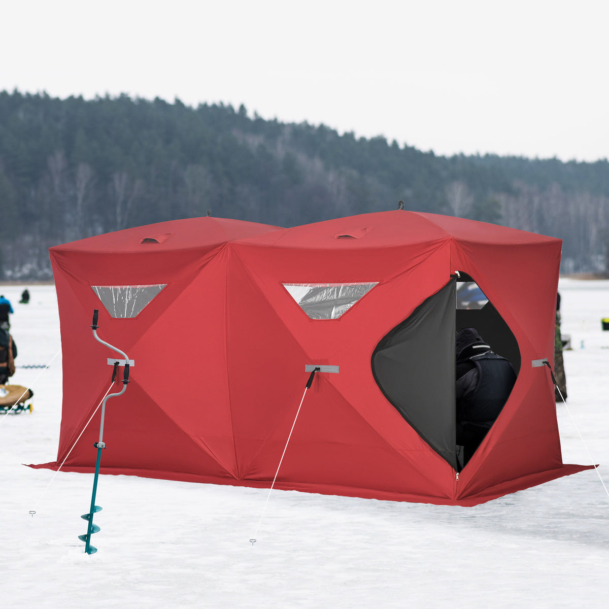 5-8 Person Pop-up Ice Fishing Shelter, Portable Ice Fishing Tent, Blue – view 21