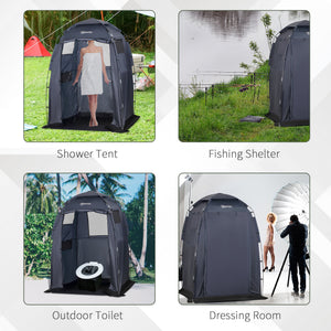 60" x 60" x 82" Shower Tent Extra Wide Changing Room Privacy Portable Camping Shelters with Windows & Floor Mat, Dark Blue