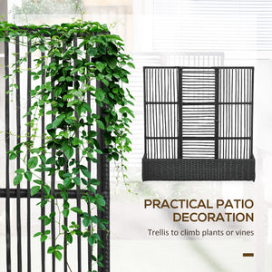 Raised Garden Bed with Lattice Trellis, Rattan Outdoor Planter with Storage for Garden, Patio, Balcony – view 3