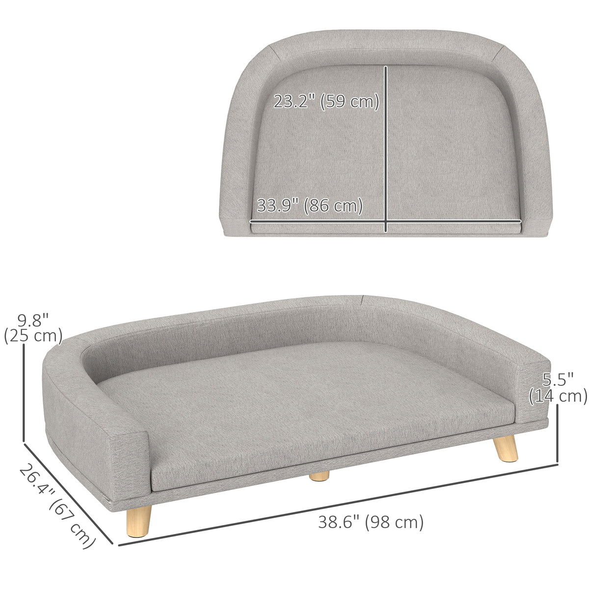 Dog Sofa for Large Dogs with Washable Cover, Anti-slip Foot Pads, Dark Grey – view 9