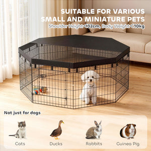 8 Panels Foldable Dog Playpen with Top Cover, 24" High
