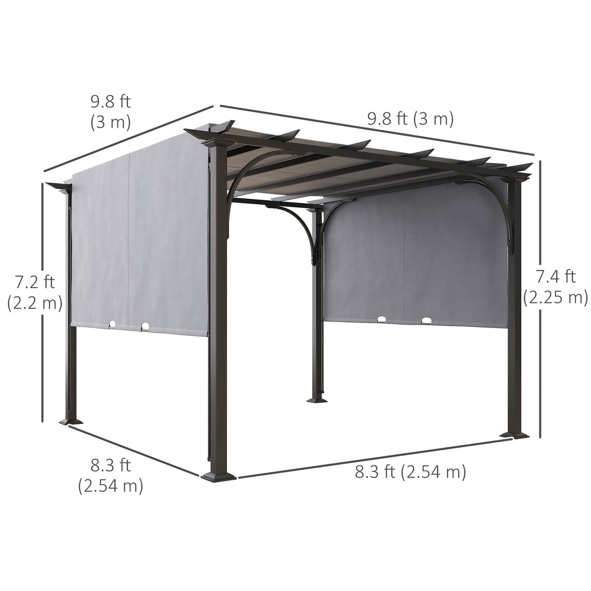 10' x 10' Outdoor Pergola Patio Gazebo Canopy Sun Shelter, Steel Frame, Beige – view 9