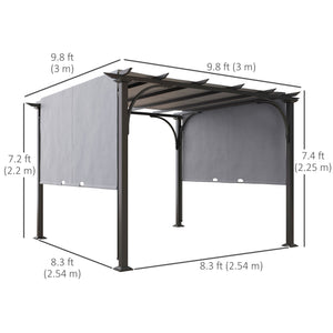 10' x 10' Outdoor Pergola Patio Gazebo Canopy Sun Shelter, Steel Frame, Beige – view 9