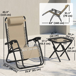 Zero Gravity Chair Set of 2 Patio Chair with Side Table Cupholders and Pillows for Pool, Backyard, Lawn – view 23