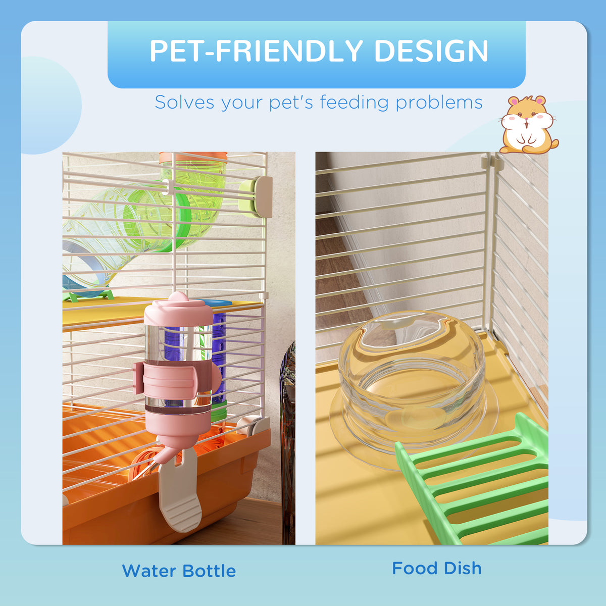 5 Tiers Hamster Cage Portable with Exercise Wheels Play Tube Water Bottle Dishes House Ladder for Gerbils – view 25