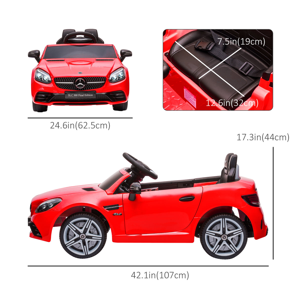 Aosom 12V Ride On Car with Parent Remote Control Two Motors Music Lights Suspension Wheels for 3-6 Years