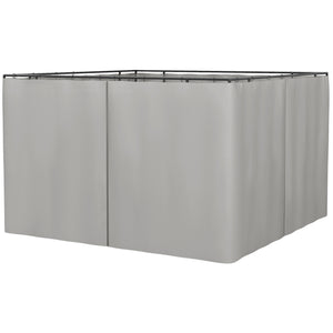 Gazebo Curtains, 10' x 10' Universal Replacement Privacy Curtain, 4-Panels Sidewall with Hooks/C-Rings, Light Grey