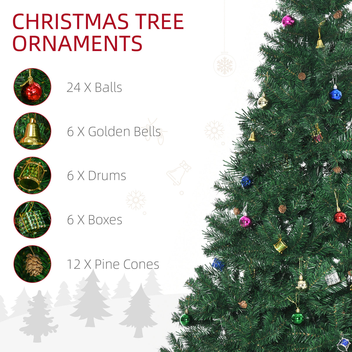 4.9ft Green Christmas Tree Artificial Xmas Holidays Party with Decoration Ornament