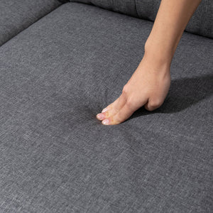 L-shaped Sofa, 3 Seater Couch with Ottoman, Corner Sofa with Thick Padded Cushion and Wood Legs, Dark Grey
