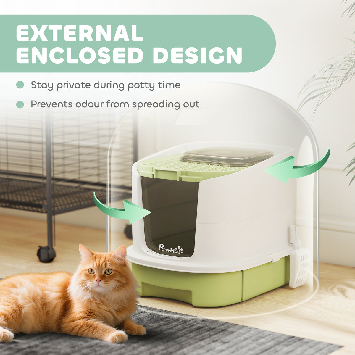 Enclosed Cat Litter Box with Lid, Scoop, Top Entry, Deodorization Bags, Drawer Type Cat Litter Tray – view 3