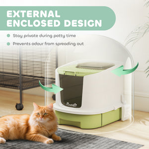 Enclosed Cat Litter Box with Lid, Scoop, Top Entry, Deodorization Bags, Drawer Type Cat Litter Tray – view 3