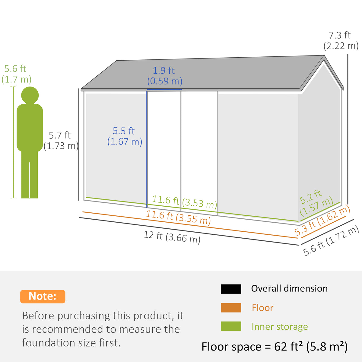 8.5' x 5.5' Metal Garden Storage Shed, Outdoor Tool Storage House with Lockable Door, Vents, Sloped Roof – view 16