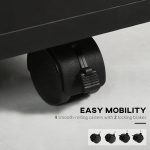 24" Small Filing Cabinet with Open Compartment, Drawer and Wheels, Home Office Storage Cabinet, Black