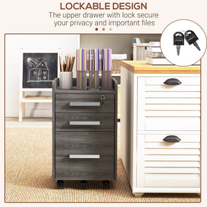 3 Drawer File Cabinet with Lock and Edged Top, Lockable Filing Cabinet on Wheels for Letter and A4 Size – view 19