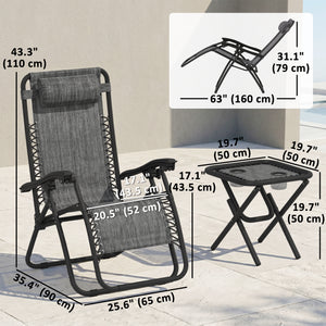 Zero Gravity Chair Set of 2 Patio Chair with Side Table Cupholders and Pillows for Pool, Backyard, Lawn – view 16