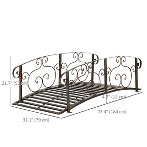 6FT Steel Garden Bridge with Safety Siderails, Decorative Arc Landscaping Bridge for Backyard Creek Stream – view 9