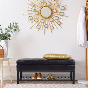 44" PU Leather Tufted Ottoman Shoe Bench Storage Chest Hallway Brown – view 7
