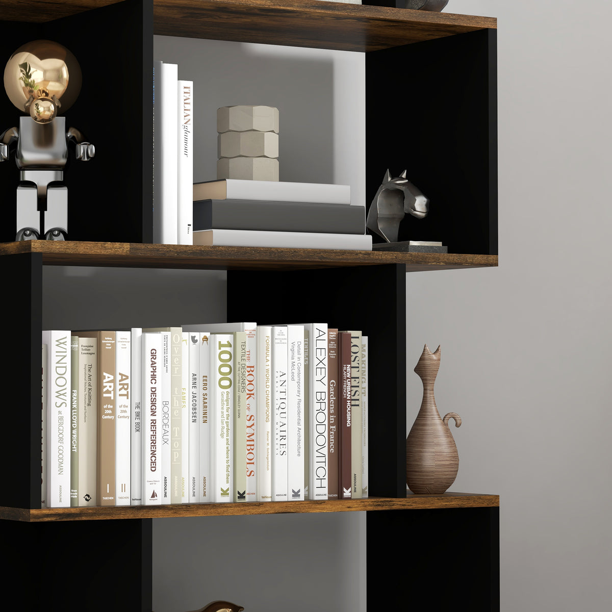 5-Tier Bookshelf, Geometric S Shaped Bookcase, Tall Narrow Display Shelf for for Living Room, Study Room – view 13