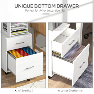 Mobile Filing Cabinet, Vertical File Cabinet with 2 Drawers, Wheels, for Letter or A4 File, Natural
