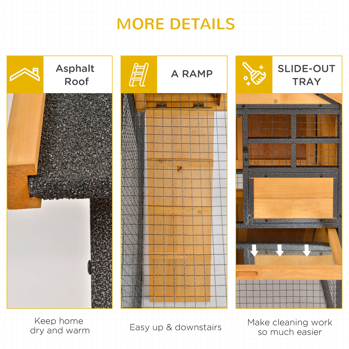 Rabbit Hutch Outdoor, 48"L Large Wooden Bunny Cage with Run, Bite-Resistant Metal Frame – view 7