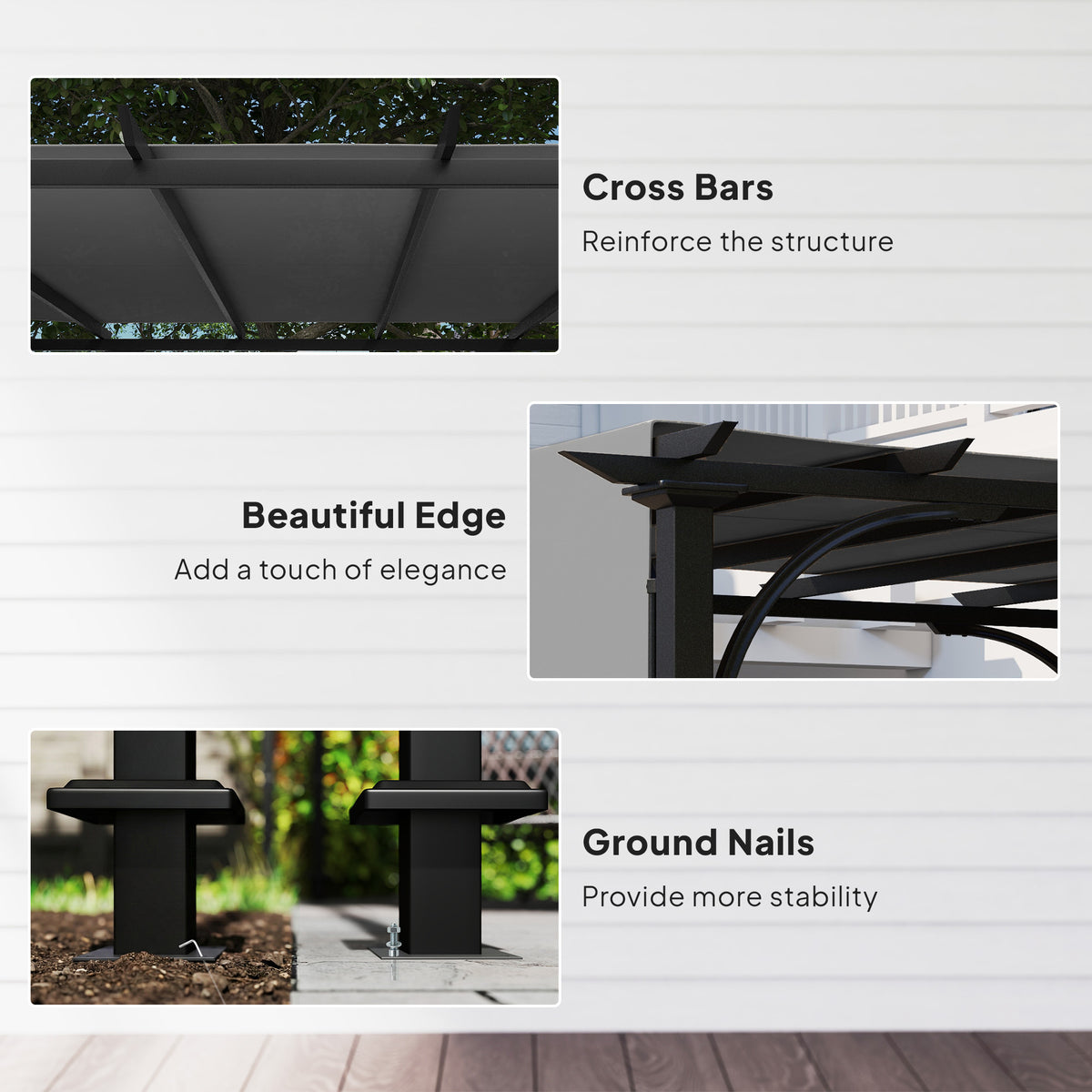 10' x 10' Outdoor Pergola Patio Gazebo Canopy Sun Shelter, Steel Frame, Beige – view 19