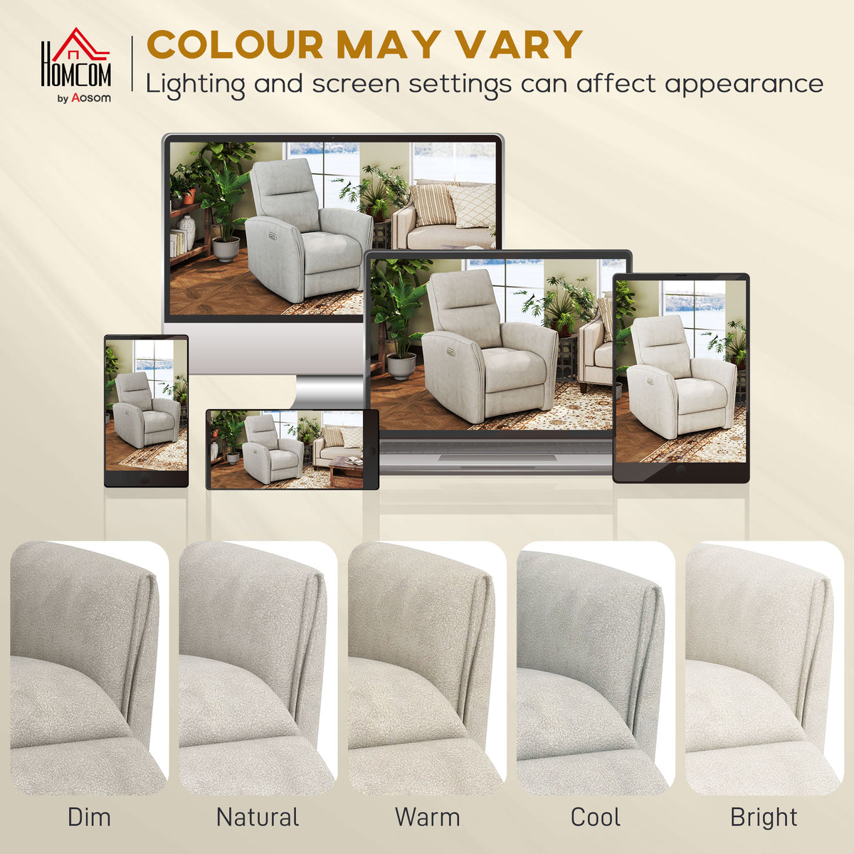 Power Recliner Chair, Dyed Fabric (Like Leathaire) Upholstered Recliner Chair with USB Ports, Footrest – view 6