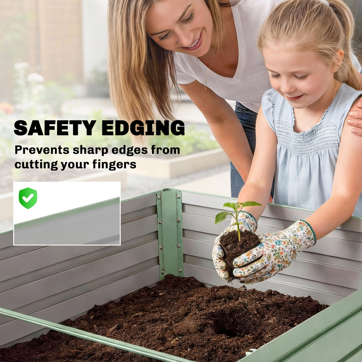 5' x 3' x 2' Raised Garden Bed, Galvanized Planter Box for Growing Flowers, Herbs and Vegetables, Black – view 48