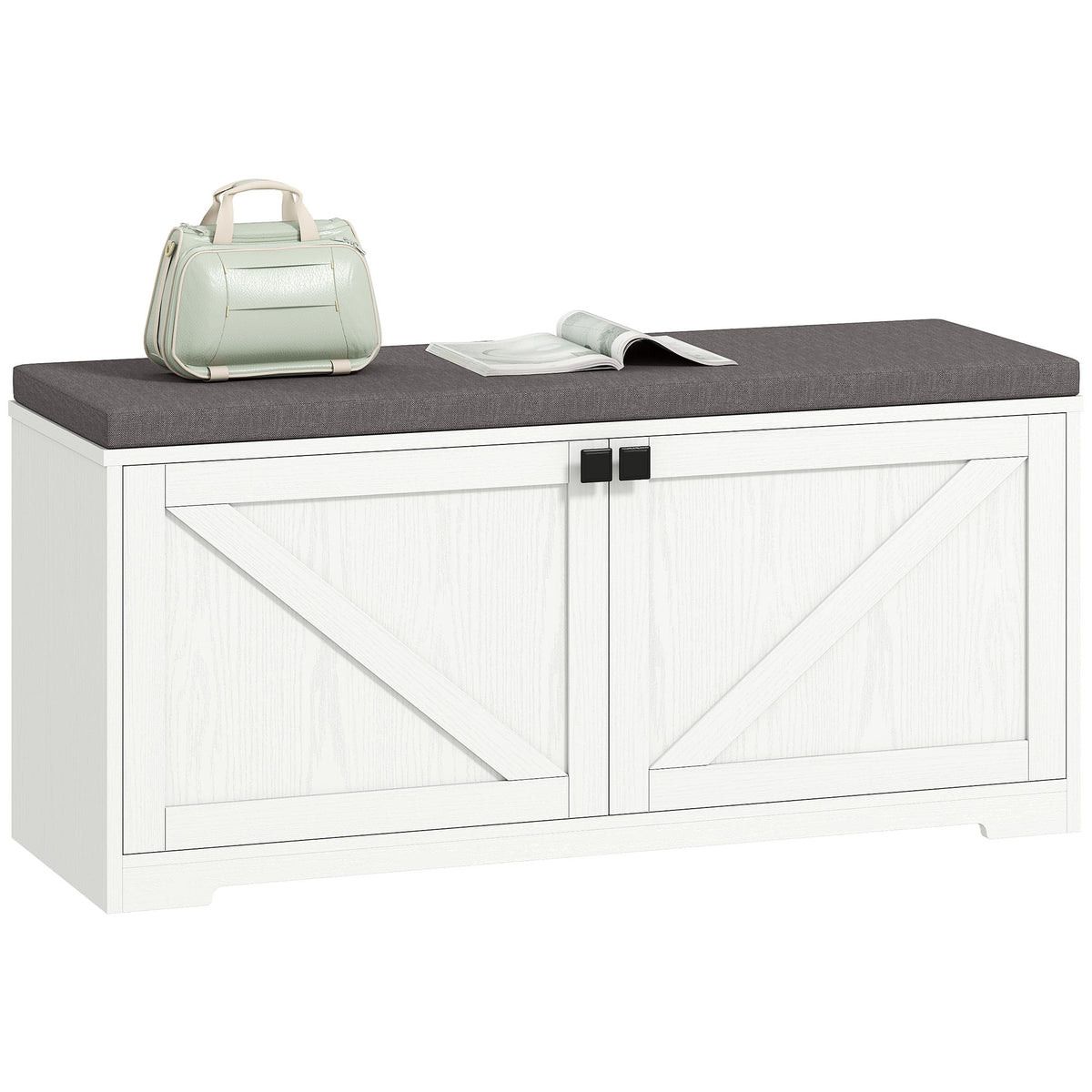 Shoe Storage Bench with Padded Seat, Entryway Bench Holds up to 352 lb, Shoe Organizer, 8 Pairs, Light Grey – view 22