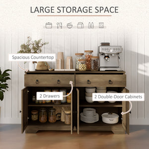 Sideboard Cabinet with 2 Drawers, 4 Barn Doors and 2 Adjustable Shelves, Buffet Table for Living Room, Black – view 10