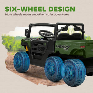 Qaba 24V 4WD Kids Ride On Truck with 6 Wheels Electric Ride On Car with Remote, Dump Bed for 3-8 Years