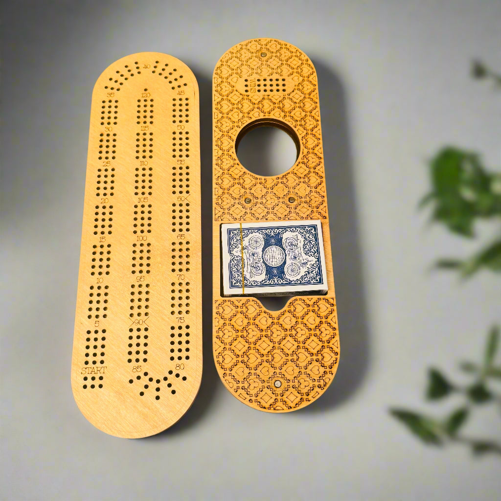 Oblong Cribbage Board with Removable Lid - Creations by Alfie