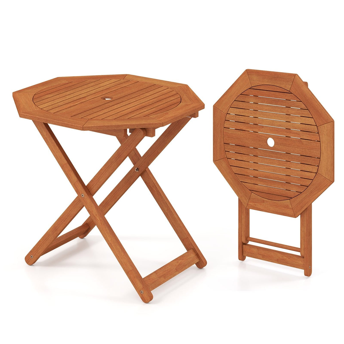 Octagon Folding Patio Table with 2 Inches Umbrella Hole
