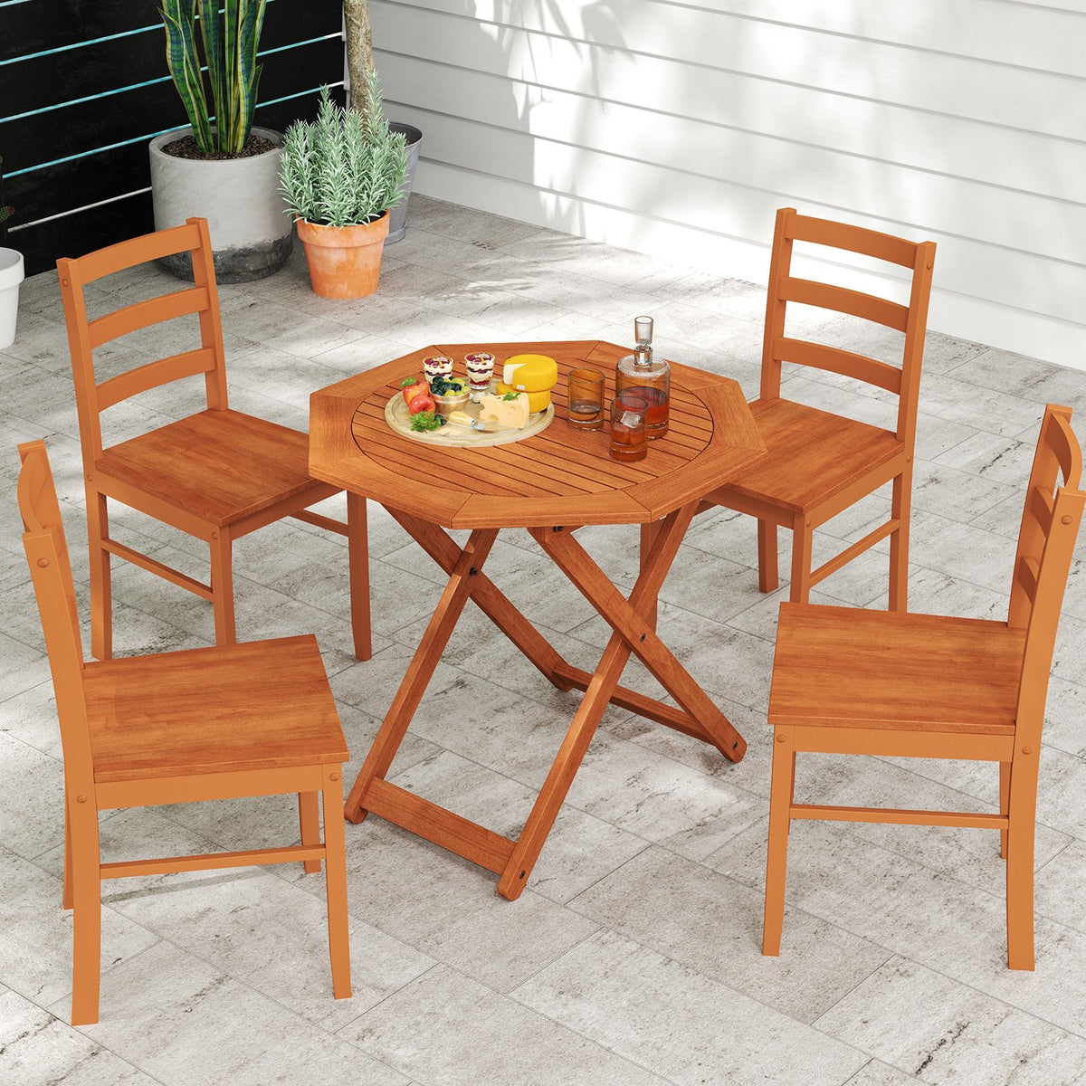 Octagon Folding Patio Table with 2 Inches Umbrella Hole view 6
