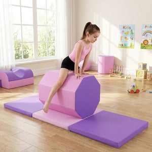 Octagon Tumbling Mat and Tri-Fold Gym Mat Set with Cover view 2